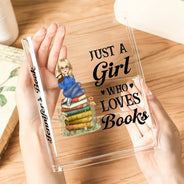 Gift For Yourself, Gift For Women, Reading, Happy, Gift For Men - Just A Girl Who Loves Books - Personalized Acrylic Book Vase