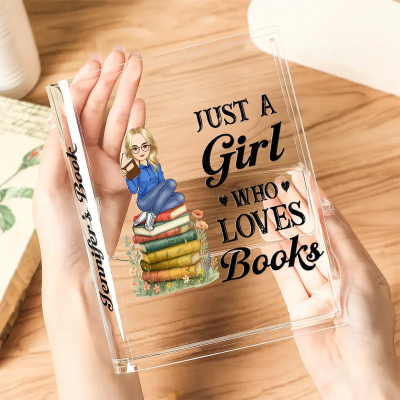 Gift For Yourself, Gift For Women, Reading, Happy, Gift For Men - Just A Girl Who Loves Books - Personalized Acrylic Book Vase