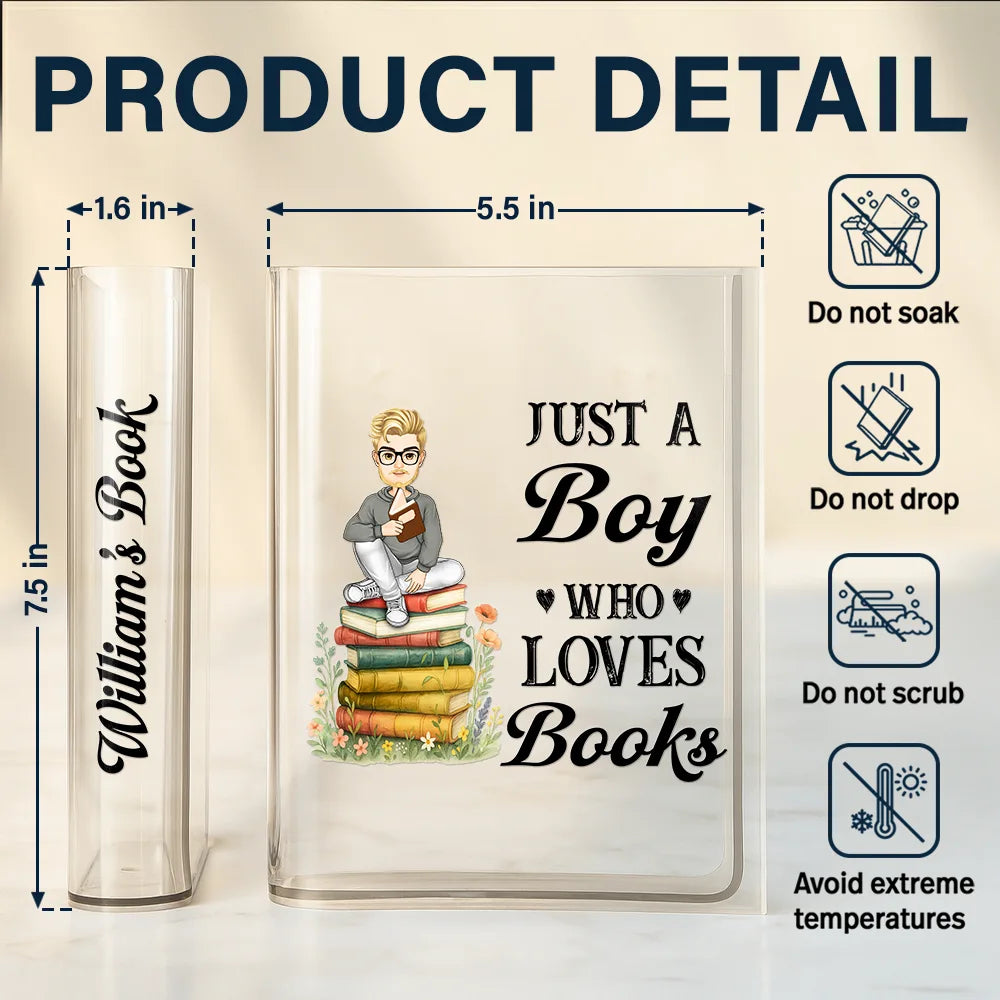 Gift For Yourself, Gift For Women, Reading, Happy, Gift For Men - Just A Girl Who Loves Books - Personalized Acrylic Book Vase