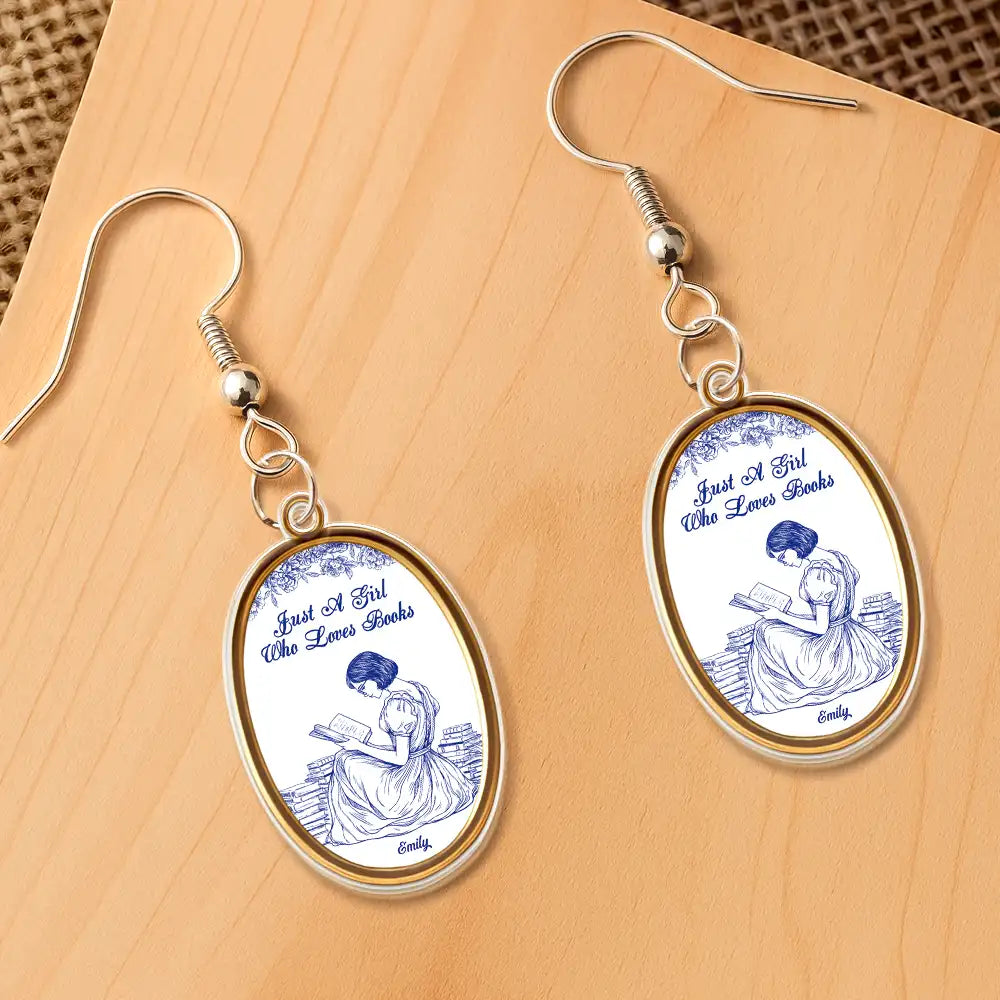Gift For Yourself,Gift For Women,Happy,Reading - Just A Girl Who Loves Books - Personalized Acrylic Earrings