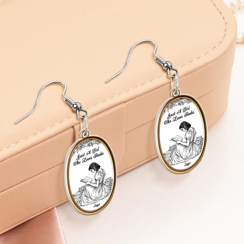 Gift For Yourself,Gift For Women,Happy,Reading - Just A Girl Who Loves Books - Personalized Acrylic Earrings