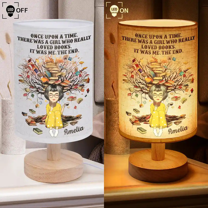 Happy,Reading,Gift For Wife,Gift For Girlfriend,Gift For Yourself,Gift For Women,Gift For Daughter,Gift For Kids - Just A Girl Who Loves Books - Personalized Fabric Lamp