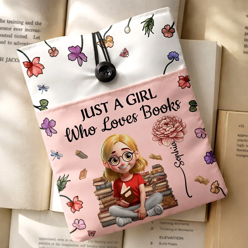 Just A Girl Who Loves Books Birth Month Flower - Personalized Book Sleeve