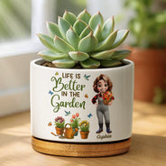 Gardening, Gift For Women, Happy - Just A Girl Who Loves Gardening - Personalized Ceramic Plant Pot