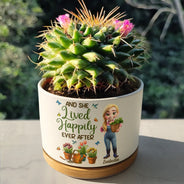 Gardening, Gift For Women, Happy - Just A Girl Who Loves Gardening - Personalized Ceramic Plant Pot