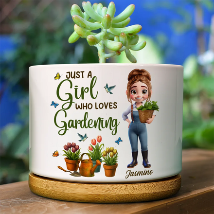 Juste une fille qui aime le jardinage - Pot de fleurs en céramique personnalisé