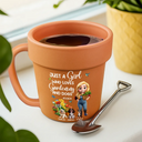 Gardening,Gift For Women,Happy,Pet Lovers,Pet Mom,Dog Lovers,Dog Mom - Just A Girl Who Loves Gardening And Dogs - Personalized Plant Pot Ceramic Mug