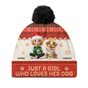 Pet Lovers,Pet Mom,Pet Dad,Dog Lovers,Dog Mom,Dog Dad,Happy,Christmas,Top Market - Just A Girl Who Loves Her Dog - Personalized Bobble Beanie Hat