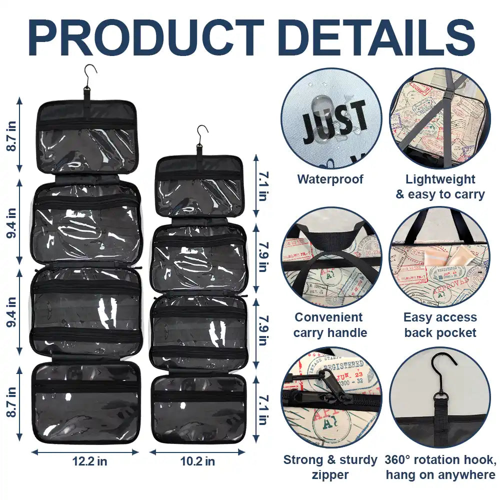 Gift For Women,Gift For Yourself,Summer,Travel,Happy - Just A Girl Who Loves Traveling - Gift For Travelers - Personalized Toiletry Bag