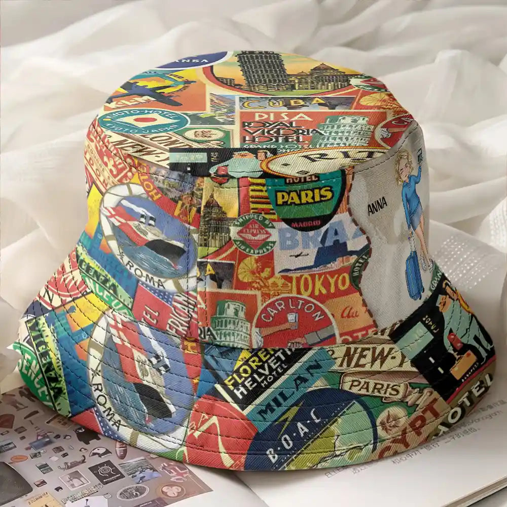 Travel, Gift For Yourself, Happy, Gift For Men, Gift For Women - Just A Girl Who Loves Traveling - Personalized Bucket Hat