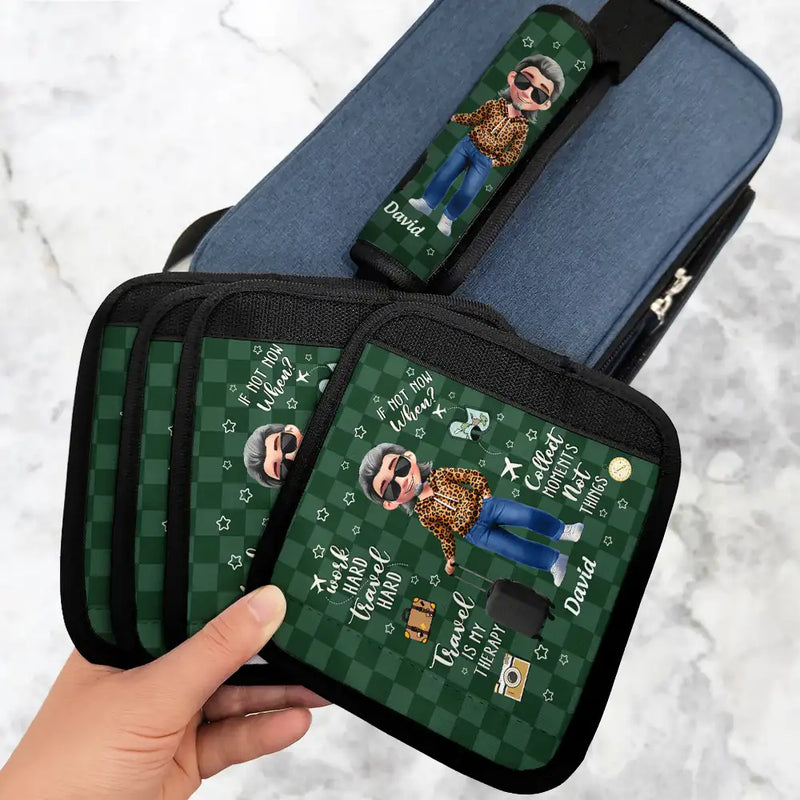 Gift For Yourself,Summer,Travel,Happy,Gift For Women,Gift For Men - Travel Is My Therapy - Personalized Luggage Handle Wrap