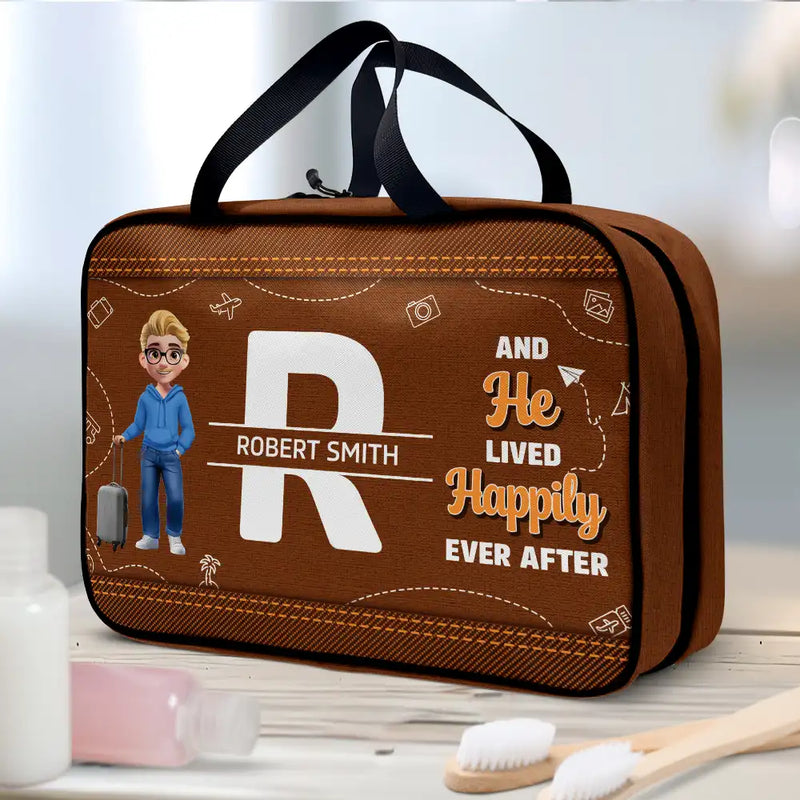 Gift For Women,Gift For Men,Summer,Travel,Gift For Yourself,Happy - Just A Girl Who Loves Traveling 3D Effect - Personalized Toiletry Bag