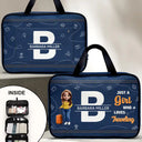 Gift For Women,Gift For Men,Summer,Travel,Gift For Yourself,Happy - Just A Girl Who Loves Traveling 3D Effect - Personalized Toiletry Bag