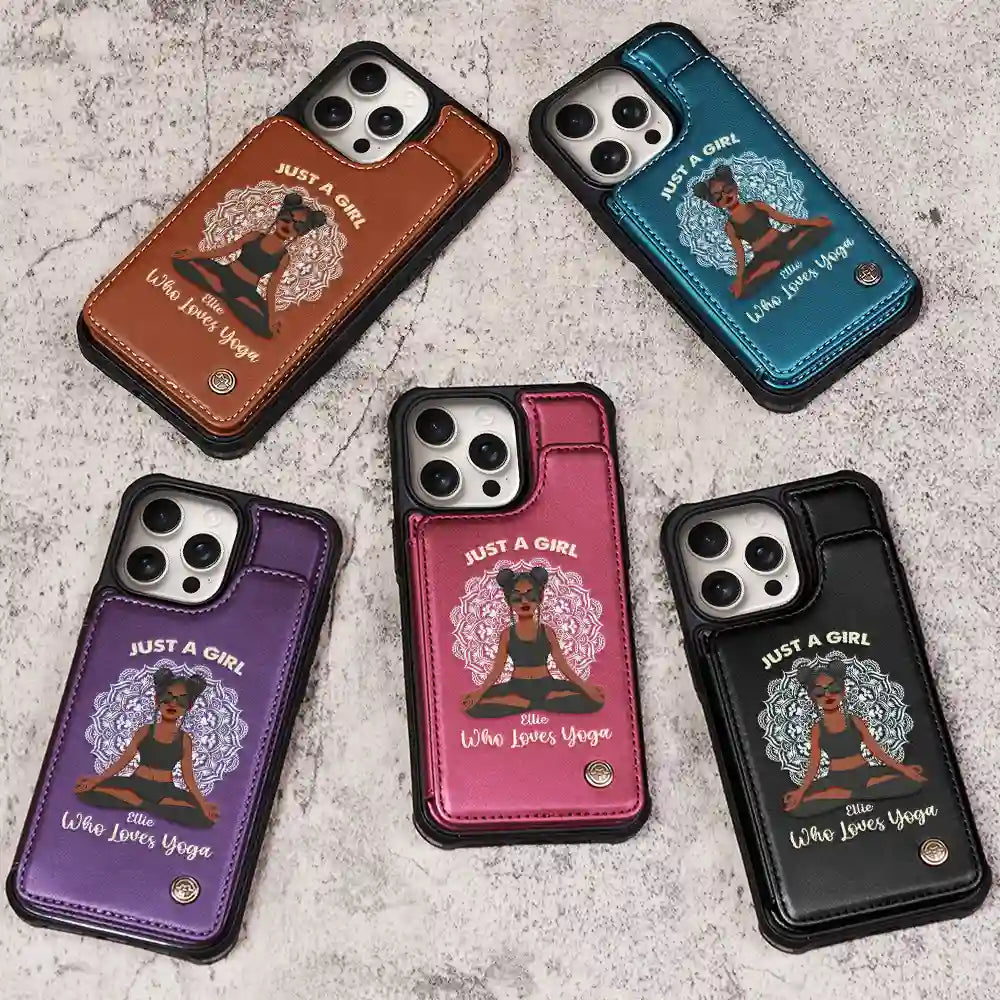 Gift For Girlfriend,Gift For Yourself,Gift For Women,Gift For Bestie - Just A Girl Who Loves Yoga - Personalized Leather Flip Wallet Phone Case