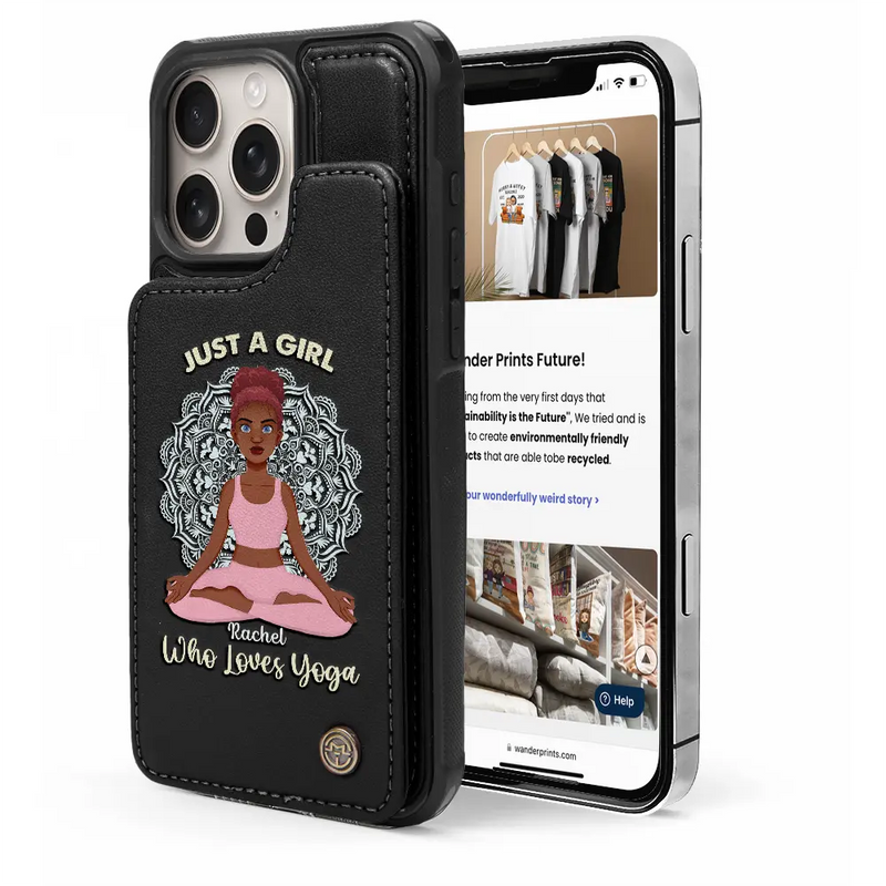 Gift For Girlfriend,Gift For Yourself,Gift For Women,Gift For Bestie - Just A Girl Who Loves Yoga - Personalized Leather Flip Wallet Phone Case