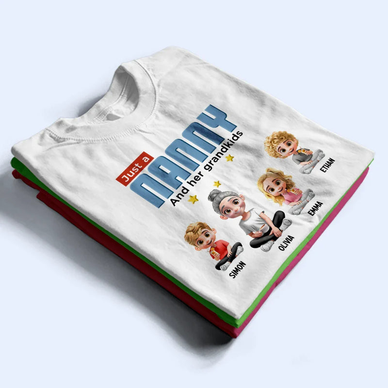 Gift For Grandma,Grandma - Grandkids,Family,Happy - Just A Grandma And Her Grandkids - Personalized T Shirt