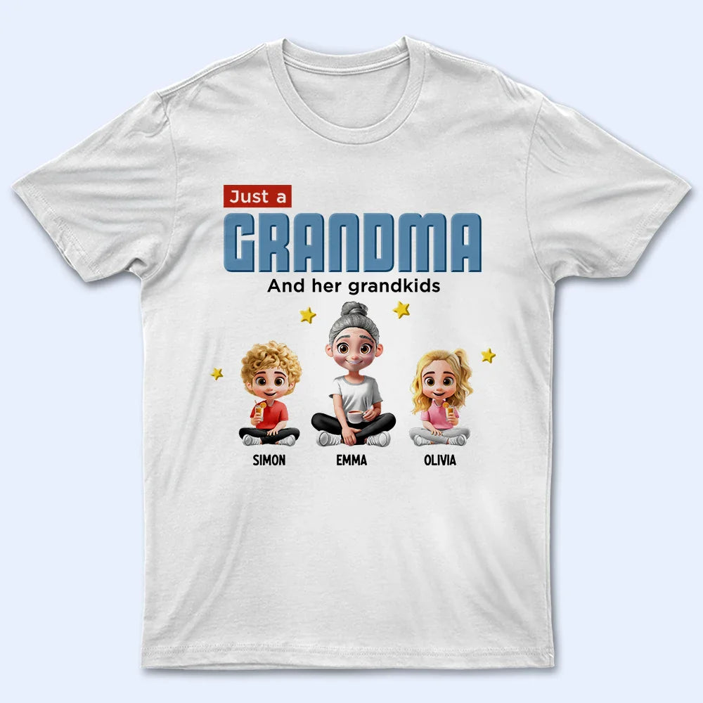 Just A Grandma And Her Grandkids - Personalized T Shirt