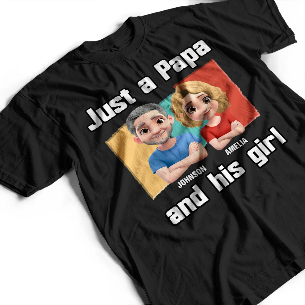 Gift For Father,Gift For Grandpa,Funny - Just A Grandpa Dad And His Girl Comic Style - Personalized T Shirt