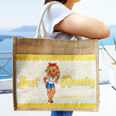 Gift For Yourself, Gift For Women, Summer, Beach, Happy - Just Beachy - Personalized Jute Tote Bag