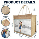 Gift For Yourself, Gift For Women, Summer, Beach, Happy - Just Beachy - Personalized Jute Tote Bag