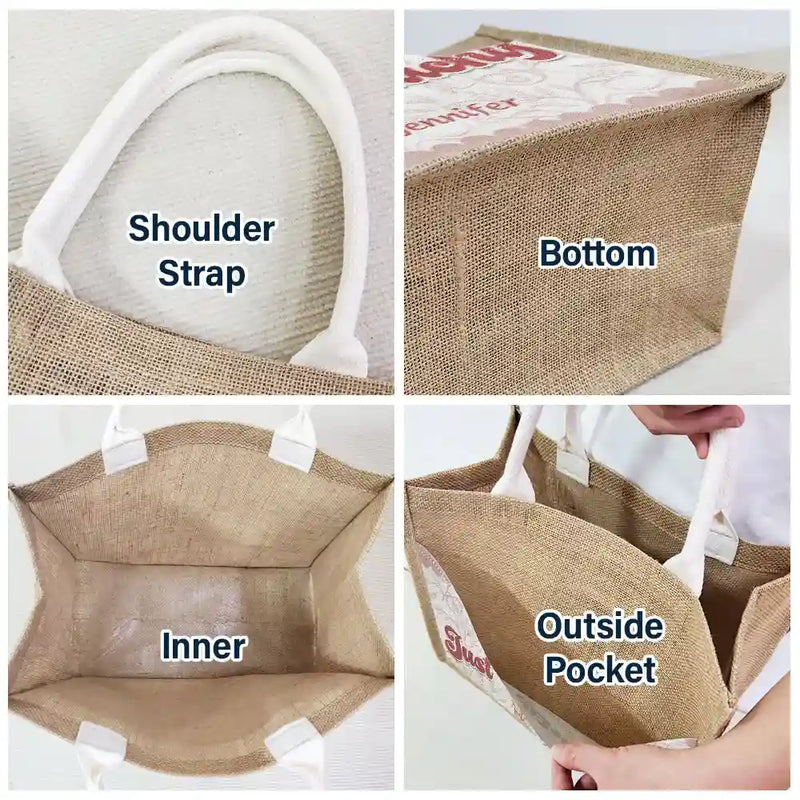 Gift For Yourself, Gift For Women, Summer, Beach, Happy - Just Beachy - Personalized Jute Tote Bag