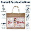Gift For Yourself, Gift For Women, Summer, Beach, Happy - Just Beachy - Personalized Jute Tote Bag