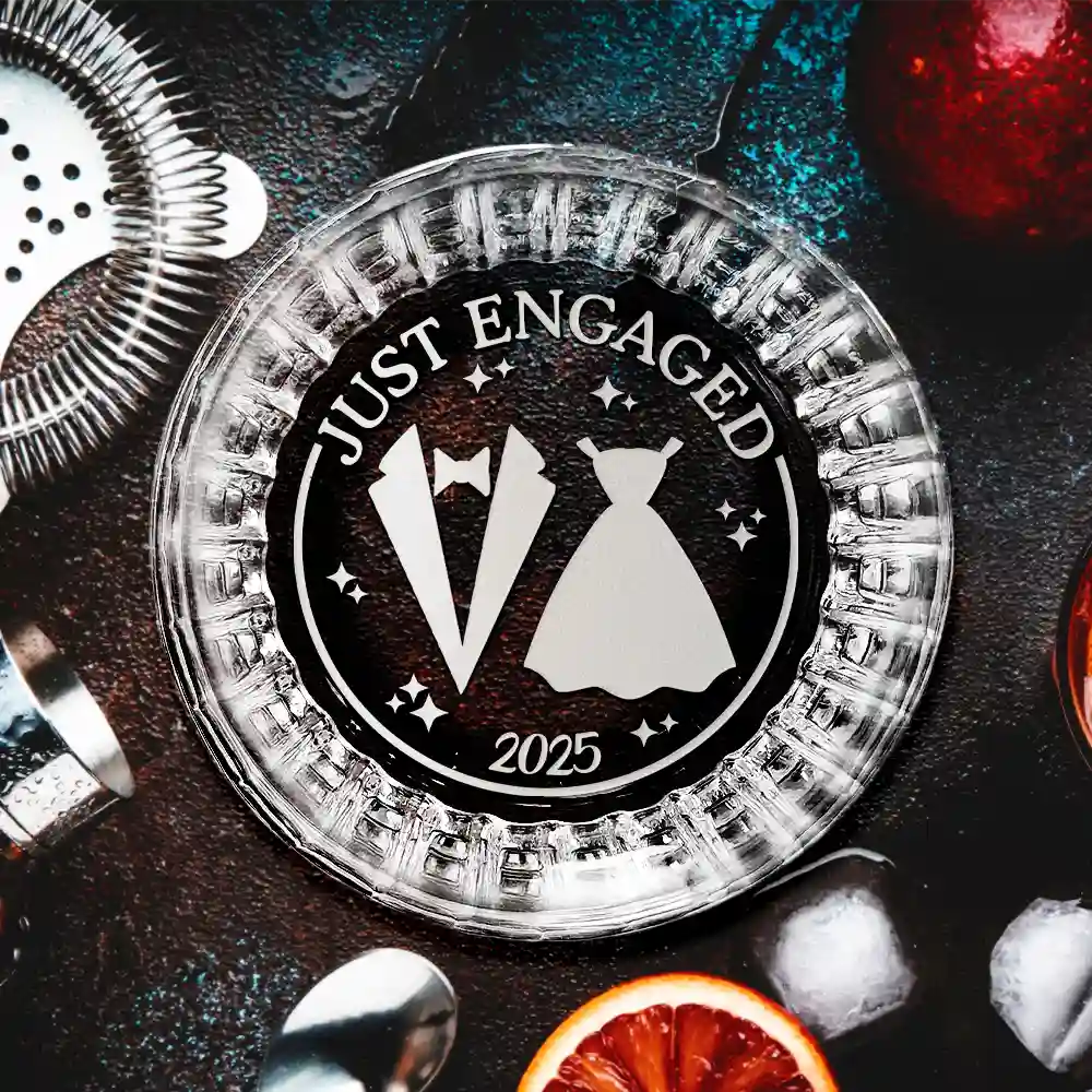 Gift For Couples,Gift For Husband,Gift For Wife,Gift For Boyfriend,Gift For Girlfriend - Just Married - Personalized Rocks Whiskey Glass