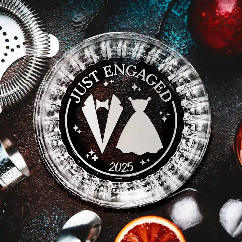 Gift For Couples,Gift For Husband,Gift For Wife,Gift For Boyfriend,Gift For Girlfriend - Just Married - Personalized Rocks Whiskey Glass