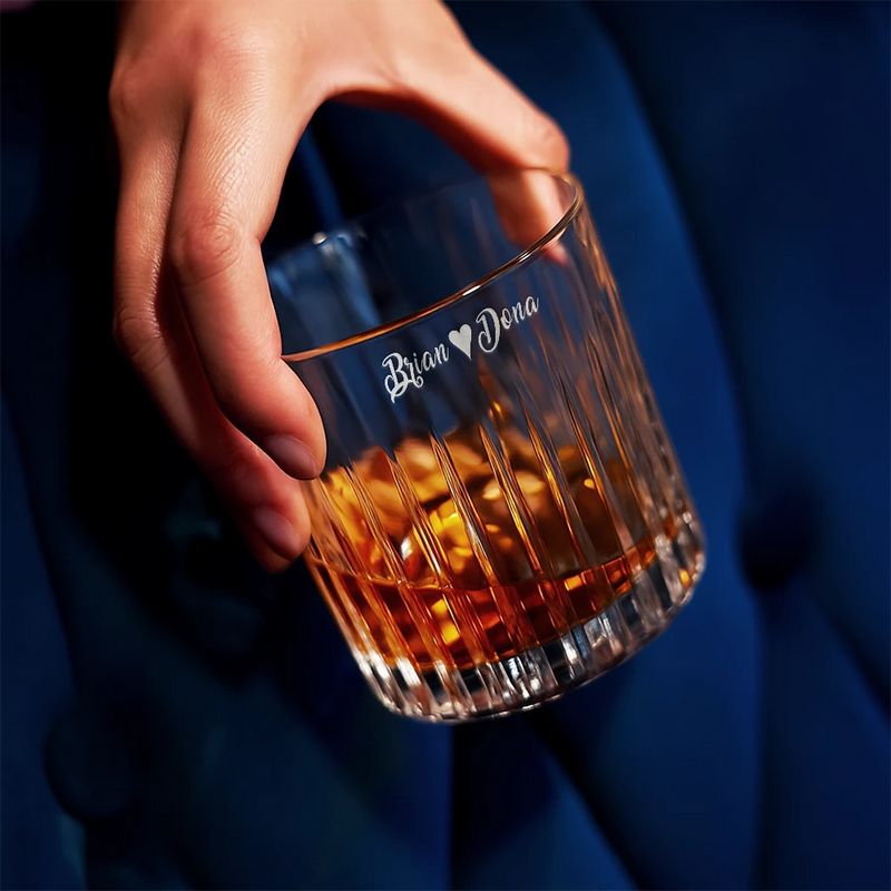 Gift For Couples,Gift For Husband,Gift For Wife,Gift For Boyfriend,Gift For Girlfriend - Just Married - Personalized Rocks Whiskey Glass