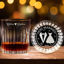 Gift For Couples,Gift For Husband,Gift For Wife,Gift For Boyfriend,Gift For Girlfriend - Just Married - Personalized Rocks Whiskey Glass
