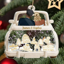 Christmas,Married Couple,Romantic,Gift For Couples,Icon - Just Married Wedding Couple - Personalized 3-Layered Acrylic Shaker Ornament