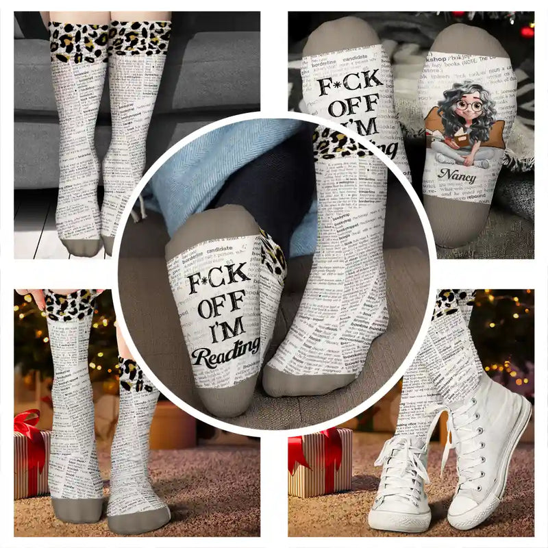 Gift For Yourself,Gift For Women,Reading,Happy,Gift For Men,Christmas - Just One More Chapter - Personalized Socks