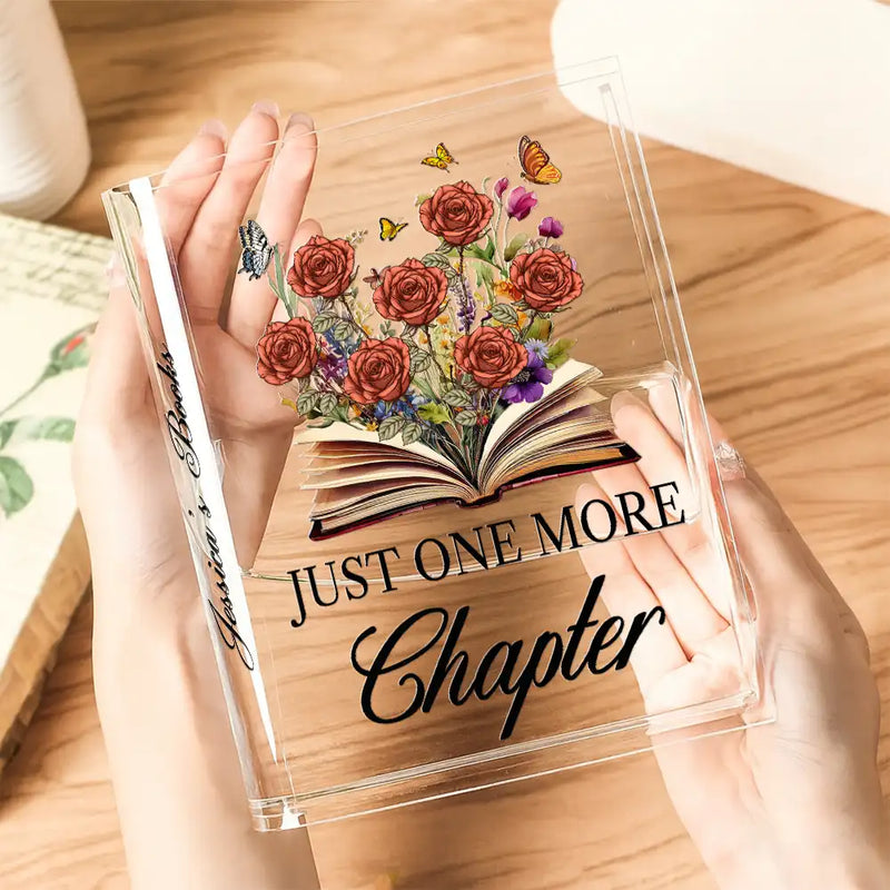 Gift For Yourself, Gift For Women, Reading, Happy - Just One More Chapter Birth Flower - Personalized Acrylic Book Vase