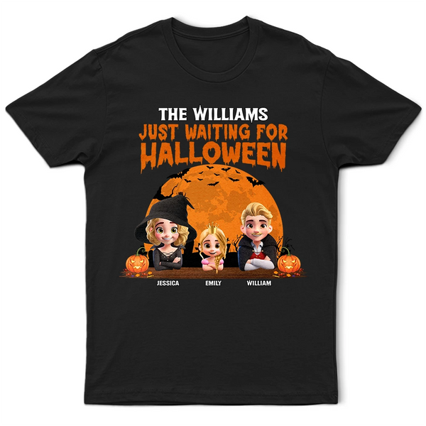 Family, Halloween - Just Waiting For Halloween - Personalized T Shirt