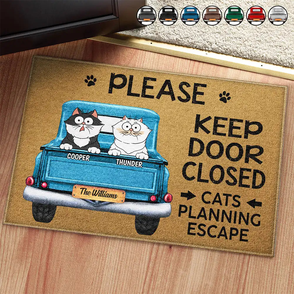 Cats Planning Escape Truck - Personalized Doormat