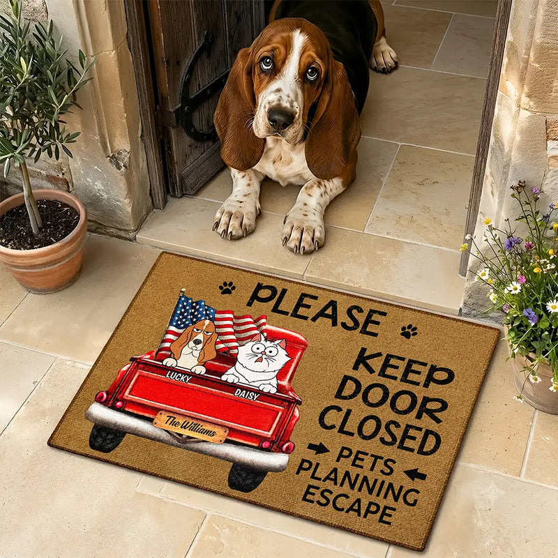 Cats Planning Escape Truck - Personalized Doormat