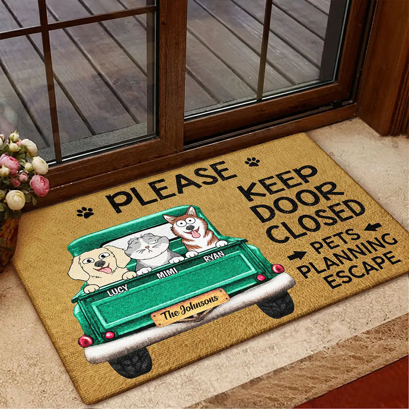 Cats Planning Escape Truck - Personalized Doormat