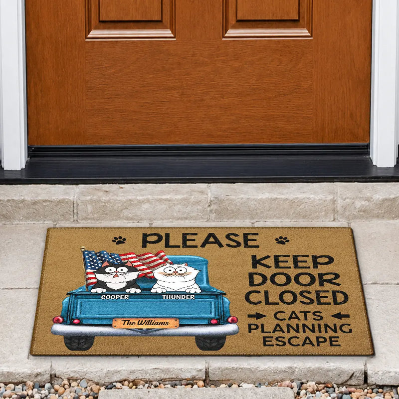Cats Planning Escape Truck - Personalized Doormat