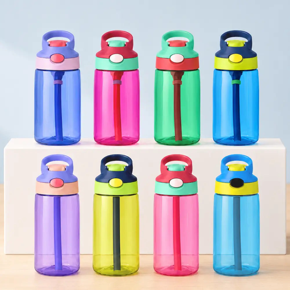 Adorable,Back To School,Gift For Kids,Vector - School Kid With Backpack - Personalized Kids Water Bottle With Straw