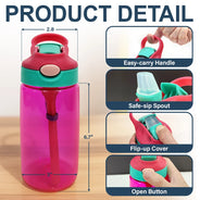 Top Market, Adorable, Art Design, Back To School, Custom Photo, Gift For Kids, Photo - Cartoon Portrait - Custom Photo Cartoon Portrait Adorable Kid With Birth Month Flower - Personalized Kids Water Bottle With Straw