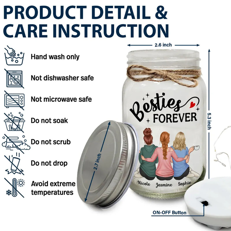 Besties Because Of You I Laugh A Little Harder - Personalized Mason Jar Light