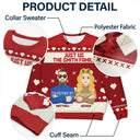 Pull moche unisexe personnalisé « Just Us Family Flat Art » 