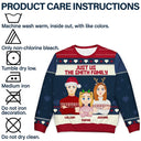 Pull moche unisexe personnalisé « Just Us Family Flat Art » 