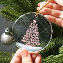 Christmas Tree Family Bestie Coworker Custom Name - Personalized Circle Glass Ornament
