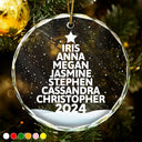 Christmas Tree Family Bestie Coworker Custom Name - Personalized Circle Glass Ornament