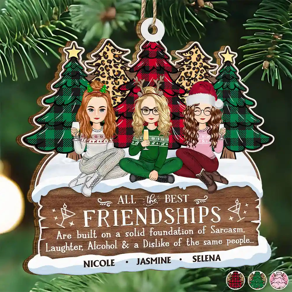 Christmas All The Best Friendship - Personalized Custom Shaped Wooden Ornament