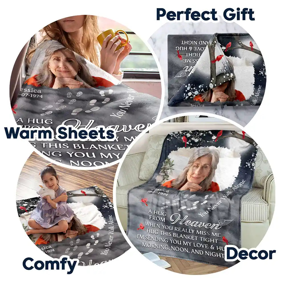 Memorial, Family - Custom Photo Memorial You Never Walk Alone - Personalized Fleece Blanket, Sherpa Blanket