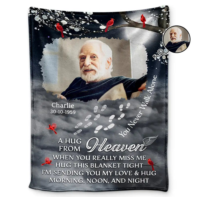 Memorial, Family - Custom Photo Memorial You Never Walk Alone - Personalized Fleece Blanket, Sherpa Blanket