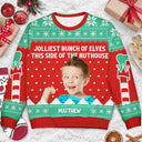 Gift For Couples, Gift For Mother, Gift For Father, Gift For Kids, Family, Parents - Custom Photo Jolliest Bunch Of Elves - Personalized Unisex Ugly Sweater