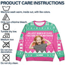 Gift For Couples, Gift For Mother, Gift For Father, Gift For Kids, Family, Parents - Custom Photo Jolliest Bunch Of Elves - Personalized Unisex Ugly Sweater